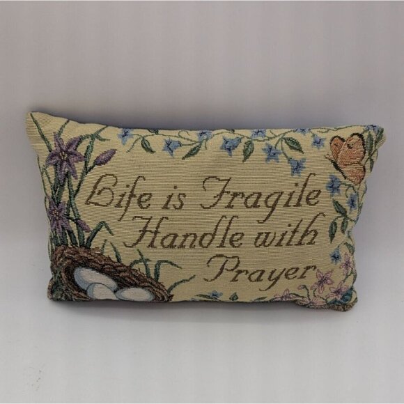 Tapestry Throw PillowLife Is Fragile Handle With Prayer Decorative  accent - Picture 1 of 7